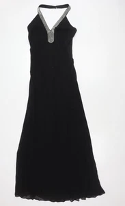 Début Women's Black Halter Long Dress, Size 8 - Picture 1 of 12