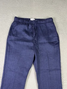 Frescobol Caricoa Oscar Pants Men 34 Blue Linen Blend Drawstring Elastic Waist - Picture 1 of 12