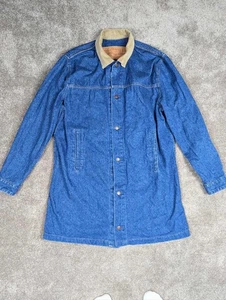 Vintage Levi’s USA Made Denim Duster Chore Coat XL Corduroy Collar (90s) - Picture 1 of 12