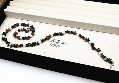 Impresionante collar de perlas/perlas de turmalina joyería tribal 18" Foto 1 de 3