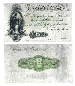 u Reproduction Note Australia 10 pounds 1869 – 1910 Bank Sidney Pick #A99 572 - Picture 1 of 1
