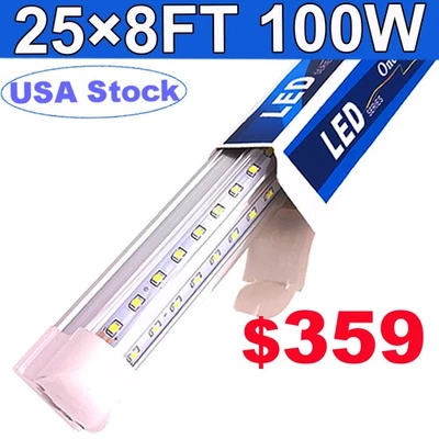 25 Pack T8 8FT Led Shop Light Fixture 100W Led Tube Light 8 Foot Led Light Bulbs - Image 1 of 4