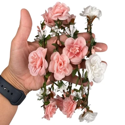 4 Pink & White Floral Crown Headband Flower Wedding Hair Accessories Women B20Q - Image 1 of 4