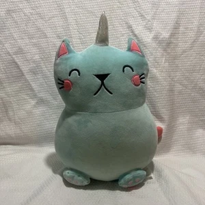 Blau Aqua Einhorn Katze Plüsch geformtes Kissen kleine Träumer 14 Zoll SELTEN - Bild 1 von 5