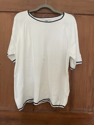 Top tejido vintage para mujer JH Collectibles blanco azul marino SS talla 2X Foto 1 de 4