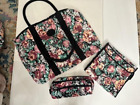 Vintage Avon 1991 Floral Garden Set of 3-cosmetic bag, accessory roll bag, tote