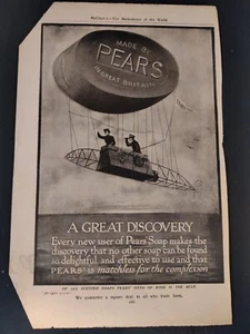 PEARS SOAP print ad 1906 Flying Machine Hot Air Balloon Great Britain Vtg [6x9] - Picture 1 of 5