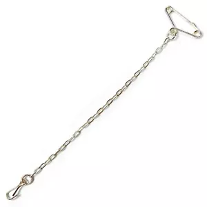 Sterling Silber 925 Brosche Sicherheitskette mit Sicherheitsnadel & Spannclip - FS42 - Bild 1 von 1