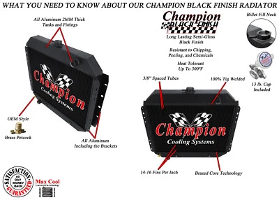 KR 3 Row Black Finish Radiator Coyote Swap-1978 1979 Ford Bronco Coyote Swap Foto 1 de 4