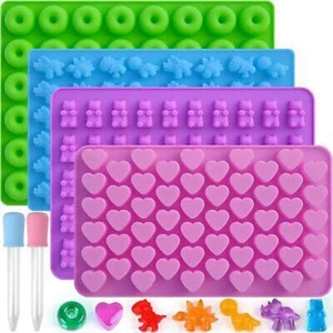 Gummy Molds, Bear Dinosaur Heart Mini Donut Silicone Gummy Molds with 2 Droppers - Picture 1 of 7