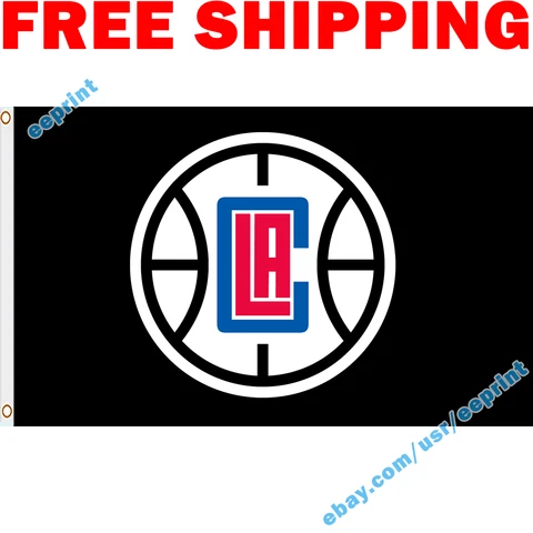 Deluxe Los Angeles Clippers Logo BLACK Flag Banner 3x5 NBA 2022 Fan Home Decor Cover
