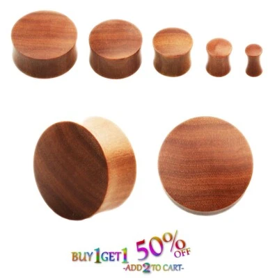 Par de tapones de madera SAWO 8g-30mm medidores de doble llamarada túneles oreja orgánica convexa 2130 Foto 1 de 3