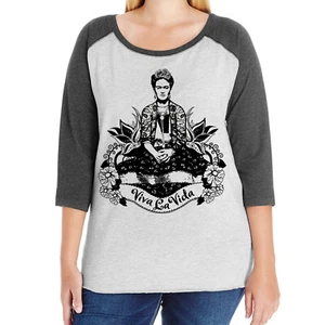 Frida Viva La Vida Curvy Plus Size Raglan Baseball T-shirt Size 14-28 - Picture 1 of 13