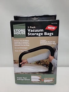 3-Pack Vacuum Storage Bags (1 Large, 2Med) Plus Bonus Roll Up Bag - Picture 1 of 9