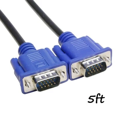 1.5M 15 PIN VGA TO VGA Cable  For LED LCD TV Monitor PC projector USB DOCK HDTV - Image 1 of 4