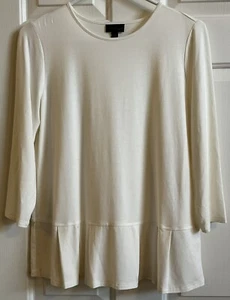 Neu ohne Etikett Jill Wearever Collection 3/4-Ärmel Tunika T-Shirt mit plissiertem Saum SM cremefarben - Bild 1 von 10