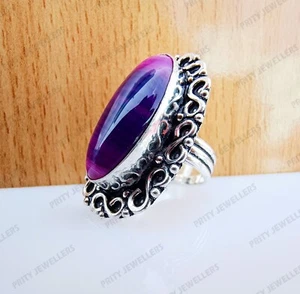 Natural Onyx Cabochon Gemstone Ring, 925 Sterling Silver Ring, Handmade Ring - Picture 1 of 12