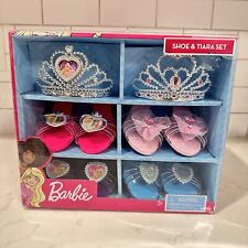 Barbie Shoe and Tiara Dress Up Set Includes 2 Crowns & 4 Pairs of Shoes for Play