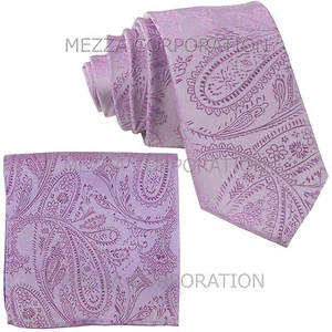 Nuevo juego de corbata y hankie ajustadas para hombre de 2,5" cachemira lavanda formal boda fiesta - Imagen 1 de 3