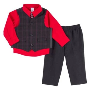 George Infant & Toddler Boys 4P Holiday Dress Up Set Vest Shirt Tie & Pants - Picture 1 of 1