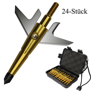 24Pc Gold Swhacker Hunting Broadheads 100Gr Expandable Sharp Blade Crossbow Tips - Picture 1 of 13