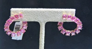 LIQUIDATION!NWT $17,500 18KT GORGEOUS FANCY PINK SAPPHIRE DIAMOND TWIST EARRINGS - Picture 1 of 1