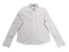 Theory Mens Pink And White Button Down Striped L-S French Cuff Shirt Size Xl