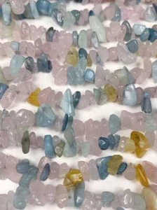 Natural  pink blue Morganite Nugget Pebble Irregular Shaped Chip Beads 32"Strand - Picture 1 of 10