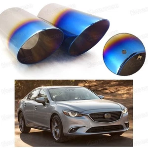 2Pcs Car Exhaust Muffler Tip Tail Pipe End Trim Blue for Mazda 6 2013-2017 #1043 - Picture 1 of 7