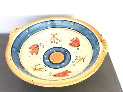 CORBEILLE A FRUITS / SALADIER / COUPE 33cm - POTERIE FAIT MAIN ARTISANALE NEUVE - Photo 1/4