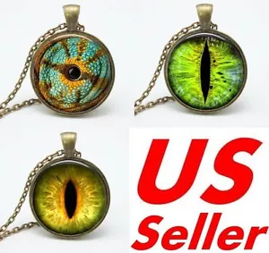 Collar colgante verde dorado azul dorado verde ojos de dragón con cadenas, vendedor de EE. UU. - Imagen 1 de 7