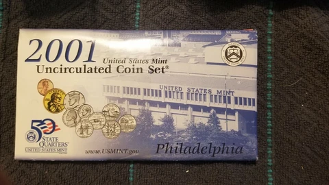 Complete 2001 Mint Set Original Envelope 20 Brilliant Uncirculated US Coins BU Cover