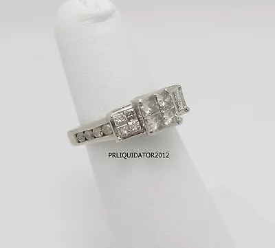 Anillo de compromiso de boda de aniversario de diamantes naturales de 1 quilate de oro blanco de 10 quilates Foto 1 de 4
