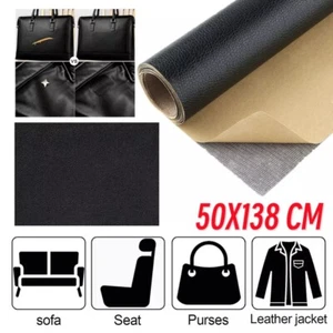 Selbstklebend Patch Lederreparatur Kunstleder Flicken Reparatur 138x50cm Schwarz - Bild 1 von 12