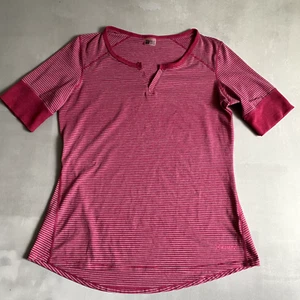 Marmot Shirt Womens Medium Stripe Pink Gray Short Sleeve soft Thin casual - Picture 1 of 8
