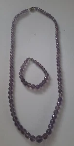 Vintage Lavender Purple Beaded Necklace And Bracelet Jewelry Set - Picture 1 of 7