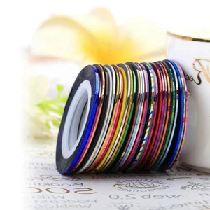 30Pcs Mixed Colors Rolls Striping Tape Line DIY Nail Art Tips Decoration Sticker - Picture 1 of 10