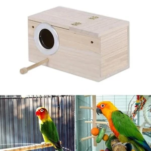 Wooden Parrot Breeding Nest Box Small Bird Nesting Budgie House Cage Finch Home - Picture 1 of 7