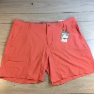 NEW Mens Sz 40 Puma Golf 101 Shorts Chino Side Zip Tech Pocket 7" Coral - Picture 1 of 10