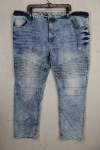 Jean homme Southpole Y2K délavé à l'acide taille 46x32 bleu stretch moustache vieilli - Photo 1/12