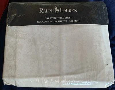 Ralph Lauren Twin Fitted Sheet Avery Cream Vintage - Image 1 of 4