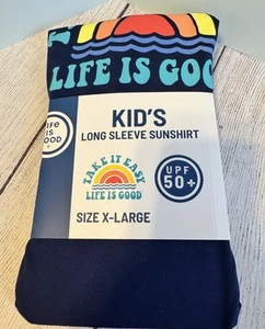 Life Is Good SunShirt Kids XL Long Sleeve Navy Blue Take It Easy UPF 50+ - Picture 1 of 2