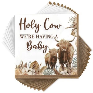 50Pcs Highland Cow Paper Napkins Flower Decorative Luncheon Dinner Disposable... - Picture 1 of 6