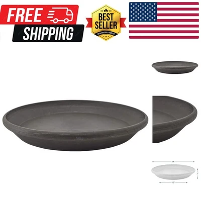 14-Inch Recyclable Plant Saucer – Elegant Dark Charcoal Drip Tray for Indoor/... - Image 1 of 4
