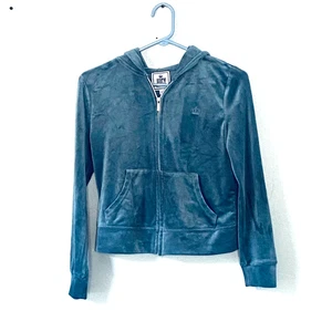 Juicy Couture Track Jacket XS Blue Velour Full Zip Hoodie Bling Y2K Style - Picture 1 of 6