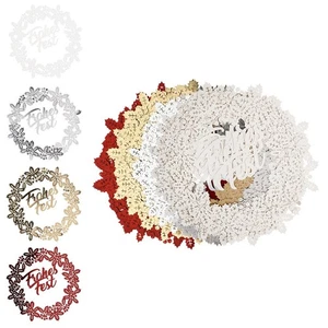 8x Laser-Zierdeckchen "Kranz", 4 Farbtöne,  rd. 13,6 x 13,8 cm, neuw. , unben. - Bild 1 von 2