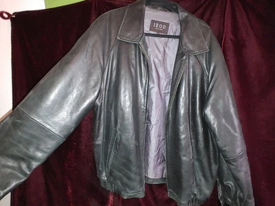 Chaqueta de Cuero Izod Para Hombre Talla XXL Marrón Cobain Bloke Hooligan Pequeño Desgarro - Fotos Foto 1 de 4