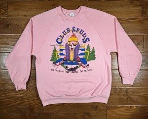 Vtg Bud Light Club Spuds Mackenzie Party Animal Skiing Sweatshirt Mens Sz L Pink - Picture 1 of 11
