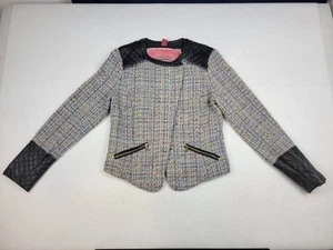 Collection By Bernardo Womens Tweed & Faux Leather Career Blazer Size Medium - Picture 1 of 13