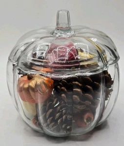 Vintage Halloween Clear Glass Pumpkin Cookie/Candy/Decor with Lid Anchor Hocking - Picture 1 of 7
